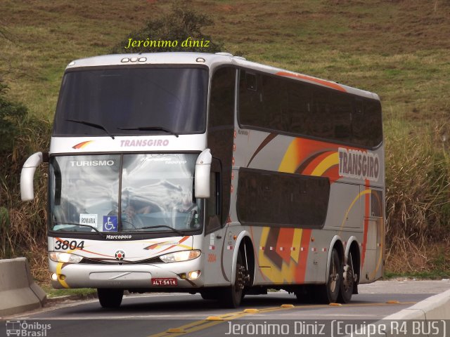 Transgiro Turismo 3804 na cidade de Aparecida, São Paulo, Brasil, por Jerônimo Diniz. Número da foto: #2300731.