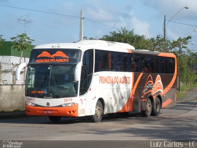 Auto Viação Princesa do Agreste 2678 na cidade de Recife, Pernambuco, Brasil, por Luiz Carlos de Santana. Número da foto: #2302712.