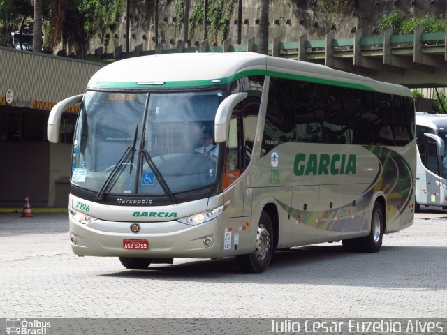 Viação Garcia 7196 na cidade de Santos, São Paulo, Brasil, por Julio Cesar Euzebio Alves. ID da foto: 2304144.