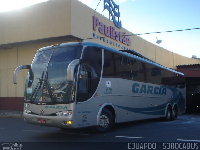 Viação Garcia 7670 na cidade de Sorocaba, São Paulo, Brasil, por EDUARDO - SOROCABUS. Número da foto: #2332466.