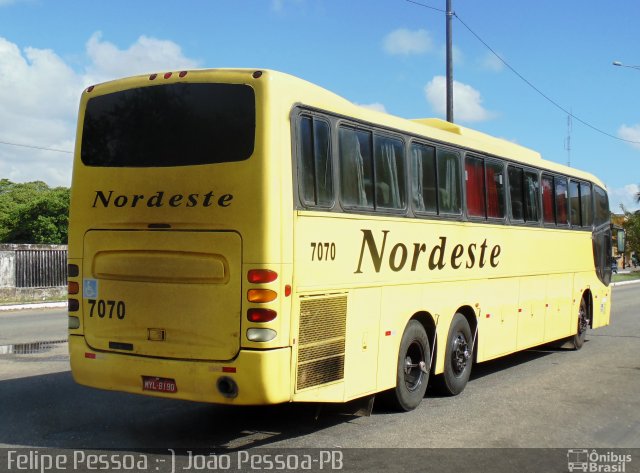 Viação Nordeste 7070 na cidade de João Pessoa, Paraíba, Brasil, por Felipe Pessoa de Albuquerque. ID da foto: 2338997.