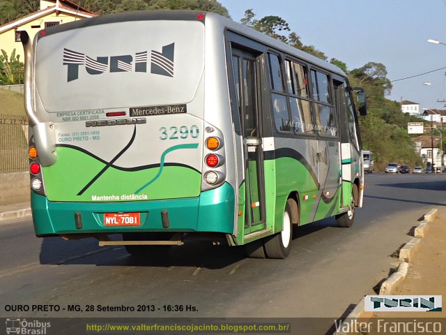 Turin Transportes 3290 na cidade de Ouro Preto, Minas Gerais, Brasil, por Valter Francisco. Número da foto: #2280822.