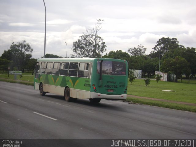 Viação Pioneira 400114 na cidade de Brasília, Distrito Federal, Brasil, por Jefferson Willian da Silva de Sousa. ID da foto: 2284721.