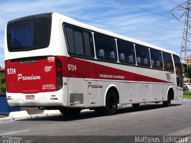 Empresa de Ônibus Pássaro Marron 5724 na cidade de Taubaté, São Paulo, Brasil, por Matheus  Loiaconi dos Santos. ID da foto: 2284728.