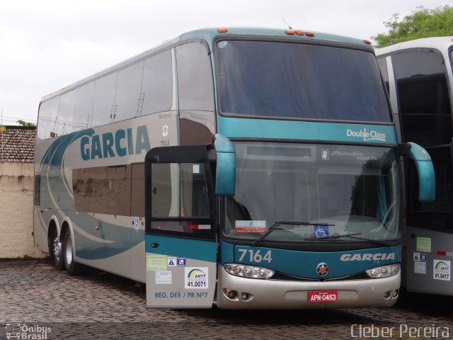 Viação Garcia 7164 na cidade de Londrina, Paraná, Brasil, por Cleber Luiz Pereira. ID da foto: 2810274.