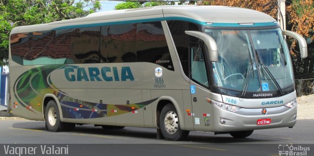 Viação Garcia 7686 na cidade de Curitiba, Paraná, Brasil, por Vagner Valani. ID da foto: 2835303.