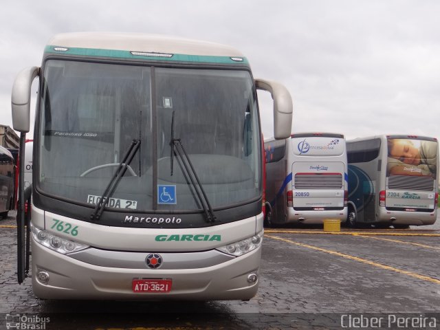Viação Garcia 7626 na cidade de Londrina, Paraná, Brasil, por Cleber Luiz Pereira. Número da foto: #2812729.