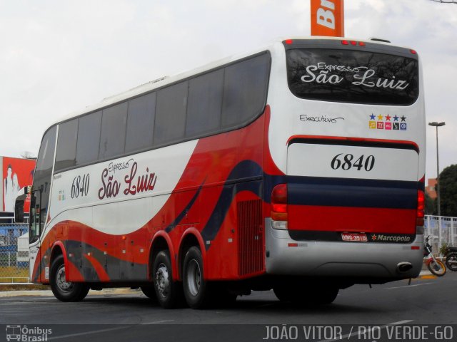Expresso São Luiz 6840 na cidade de Goiânia, Goiás, Brasil, por Paulo Roberto de Morais Amorim. Número da foto: #2851996.