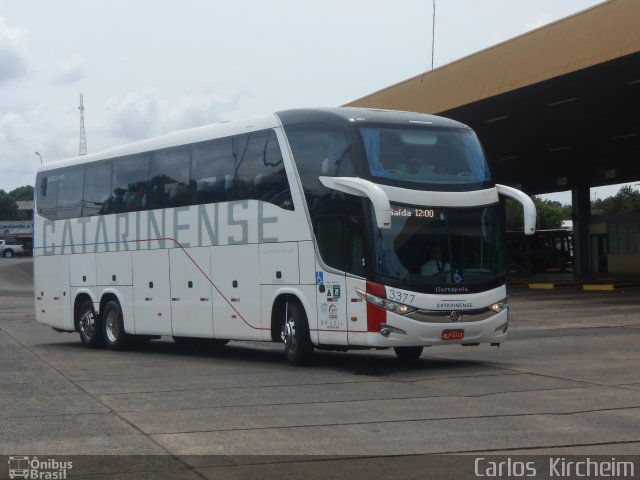 Auto Viação Catarinense 3377 na cidade de Foz do Iguaçu, Paraná, Brasil, por Carlos Kircheim. ID da foto: 2852484.