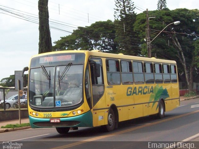 Viação Garcia 7505 na cidade de Mandaguari, Paraná, Brasil, por Emanoel Diego.. Número da foto: #2860360.