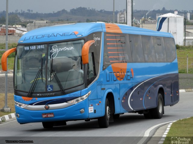 Litorânea Transportes Coletivos 5362 na cidade de Jacareí, São Paulo, Brasil, por Vinicius Miranda. ID da foto: 2870967.