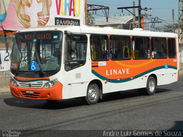 Linave Transportes 0402 na cidade de Nova Iguaçu, Rio de Janeiro, Brasil, por André Luiz Gomes de Souza. ID da foto: 2876338.