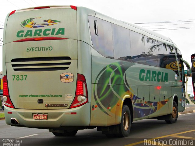 Viação Garcia 7837 na cidade de Londrina, Paraná, Brasil, por Rodrigo Coimbra. ID da foto: 2822218.