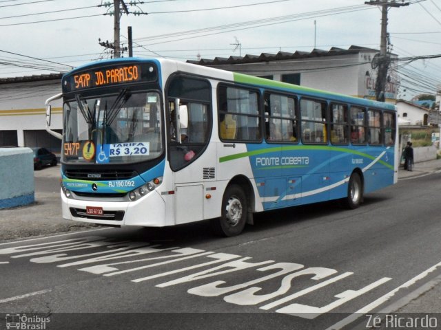 Viação Ponte Coberta RJ 190.092 na cidade de Rio de Janeiro, Rio de Janeiro, Brasil, por Zé Ricardo Reis. Número da foto: #2827946.
