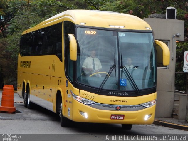 Viação Itapemirim 60749 na cidade de São Paulo, São Paulo, Brasil, por André Luiz Gomes de Souza. ID da foto: 2906424.