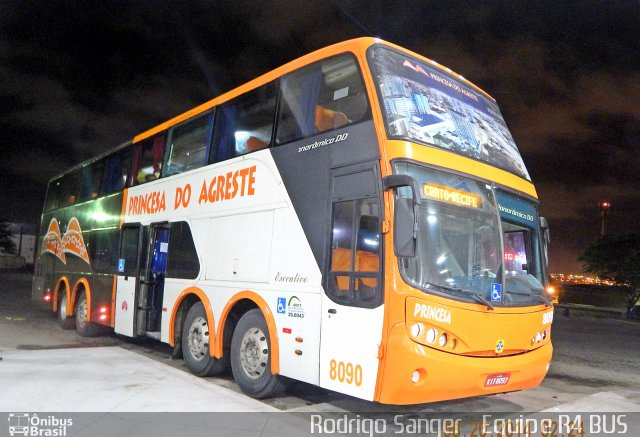 Auto Viação Princesa do Agreste 8090 na cidade de Caruaru, Pernambuco, Brasil, por Rodrigo S. G Busólogo do Brasil. Número da foto: #2912145.