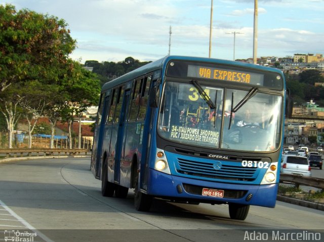 Viação Zurick 08102 na cidade de Belo Horizonte, Minas Gerais, Brasil, por Adão Raimundo Marcelino. ID da foto: 2882532.