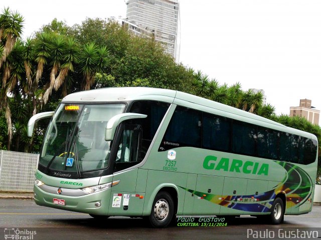 Viação Garcia 7357 na cidade de Curitiba, Paraná, Brasil, por Paulo Gustavo. ID da foto: 2942572.