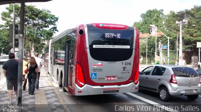 Viação Campo Belo 7 2218 na cidade de São Paulo, São Paulo, Brasil, por Carlos Vitor Pinheiro Salles. Número da foto: #2982474.
