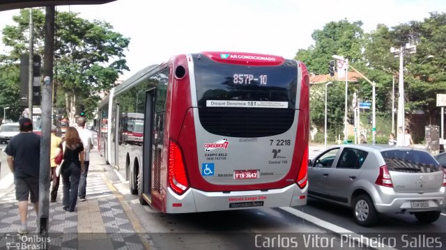 Viação Campo Belo 7 2218 na cidade de São Paulo, São Paulo, Brasil, por Carlos Vitor Pinheiro Salles. ID da foto: 2982474.