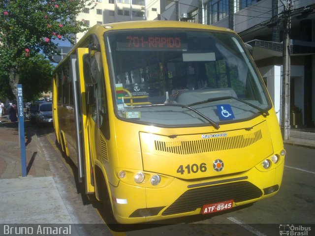 TCGL - Transportes Coletivos Grande Londrina 4106 na cidade de Londrina, Paraná, Brasil, por Bruno Amaral. ID da foto: 2991041.