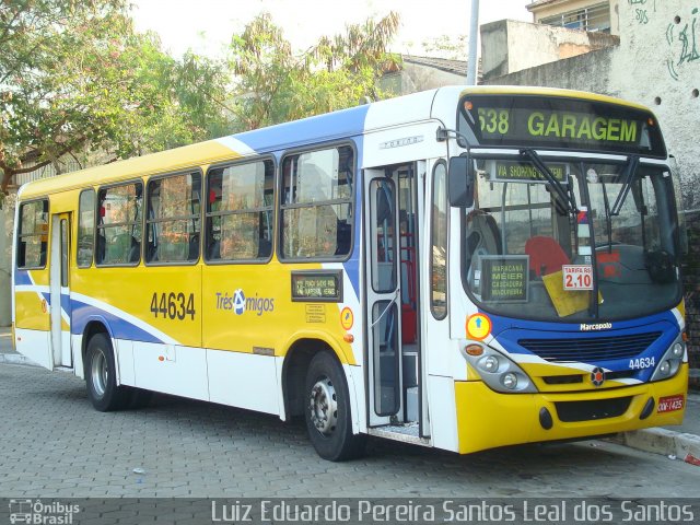 Auto Viação Três Amigos B44634 na cidade de Rio de Janeiro, Rio de Janeiro, Brasil, por Luiz Eduardo Pereira Santos Leal dos Santos. ID da foto: 2995304.