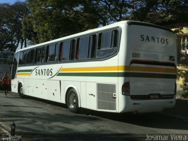 Viação Santos 5001 na cidade de Curvelo, Minas Gerais, Brasil, por Josimar Vieira. Número da foto: #3001859.