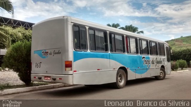 Viação Treze de Junho 168 na cidade de Além Paraíba, Minas Gerais, Brasil, por Leonardo  Branco da Silveira. ID da foto: 3003990.