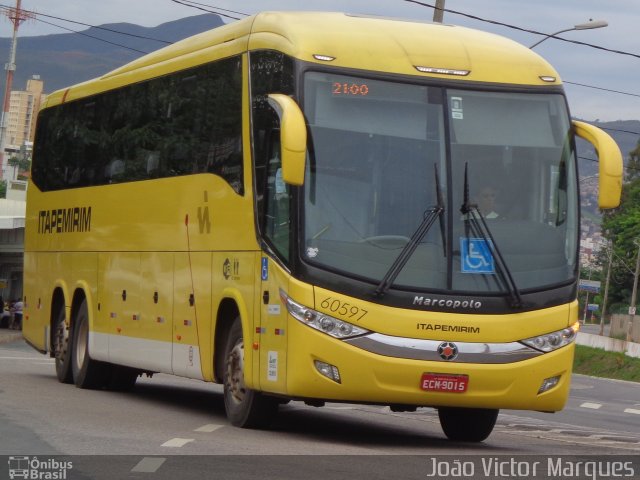 Viação Itapemirim 60597 na cidade de Belo Horizonte, Minas Gerais, Brasil, por João Victor Marques. Número da foto: #3006736.