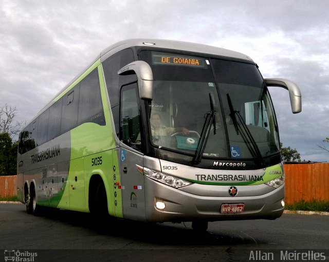 Transbrasiliana Transportes e Turismo 51035 na cidade de Brasília, Distrito Federal, Brasil, por Allan  Meirelles. ID da foto: 3010401.