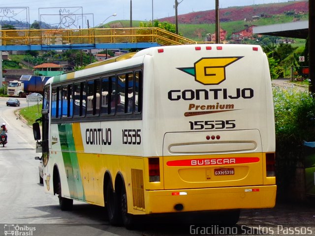 Empresa Gontijo de Transportes 15535 na cidade de João Monlevade, Minas Gerais, Brasil, por Graciliano Santos Passos. ID da foto: 3010817.