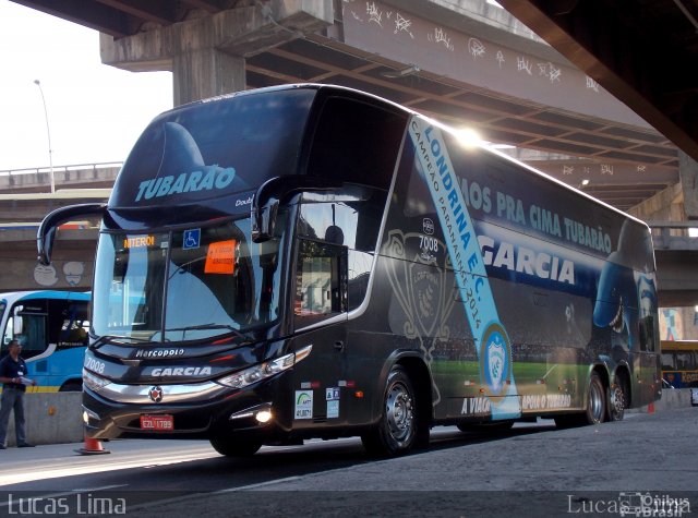 Viação Garcia 7008 na cidade de Rio de Janeiro, Rio de Janeiro, Brasil, por Lucas Lima. ID da foto: 3010783.