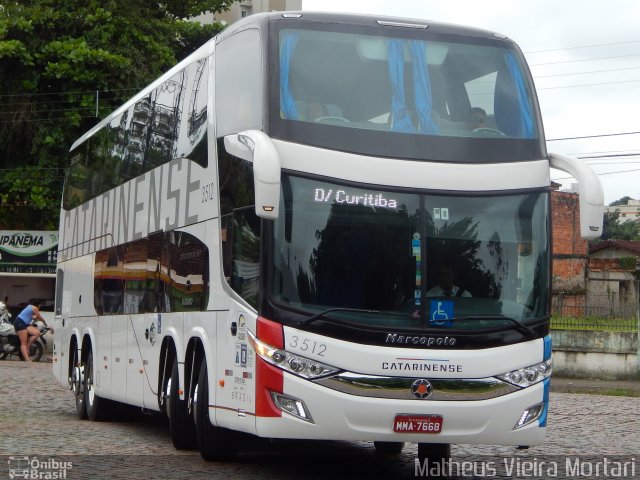 Auto Viação Catarinense 3512 na cidade de Joinville, Santa Catarina, Brasil, por Matheus Vieira Mortari. Número da foto: #3012430.