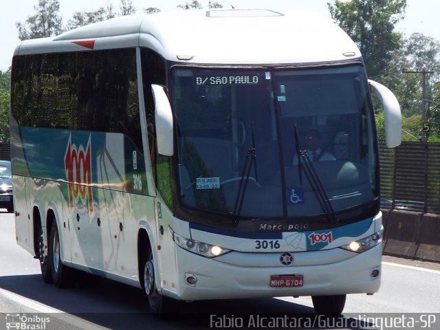 Auto Viação 1001 3016 na cidade de Guaratinguetá, São Paulo, Brasil, por Fabio Alcantara. ID da foto: 3019605.