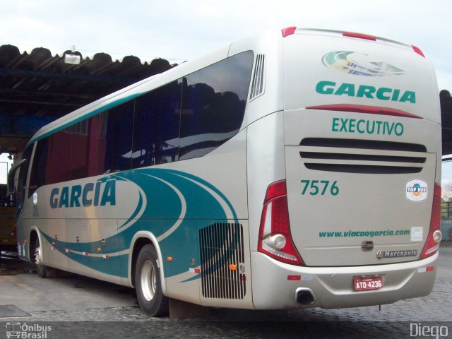 Viação Garcia 7576 na cidade de Londrina, Paraná, Brasil, por Diego Lopes. ID da foto: 2956951.