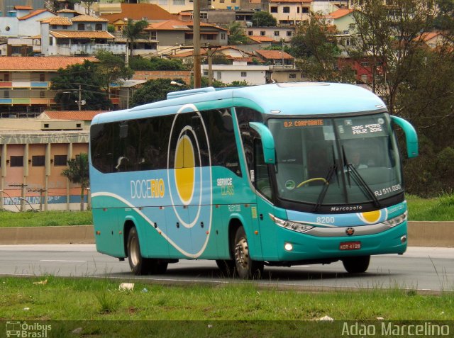 Doce Rio Fretamento e Turismo 8200 na cidade de Belo Horizonte, Minas Gerais, Brasil, por Adão Raimundo Marcelino. ID da foto: 2962597.