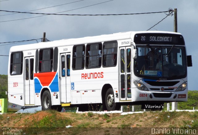 Reunidas Transportes Urbanos 0824 na cidade de Natal, Rio Grande do Norte, Brasil, por Danilo Vitorino Lopes. Número da foto: #2361331.