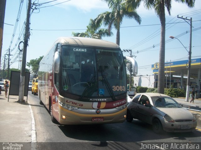 Transportes Única Petrópolis RJ 163.063 na cidade de Duque de Caxias, Rio de Janeiro, Brasil, por Jonas Alcantara. ID da foto: 2362290.