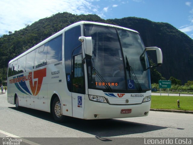 Viação Teresópolis RJ 203.024 na cidade de Teresópolis, Rio de Janeiro, Brasil, por Leonardo Costa. ID da foto: 2365397.