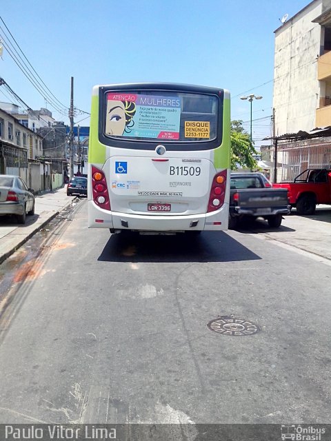 Viação Vila Real B11509 na cidade de Rio de Janeiro, Rio de Janeiro, Brasil, por Paulo Vitor Lima. ID da foto: 2372286.