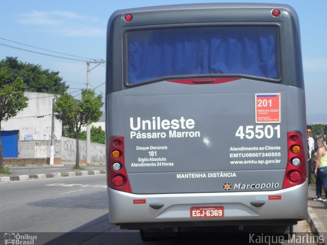 Empresa de Ônibus Pássaro Marron 45501 na cidade de Itaquaquecetuba, São Paulo, Brasil, por Kaique Martins. Número da foto: #2380853.