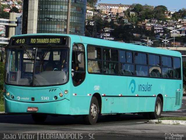 Insular Transportes Coletivos 5343 na cidade de Florianópolis, Santa Catarina, Brasil, por João Victor. ID da foto: 2384136.