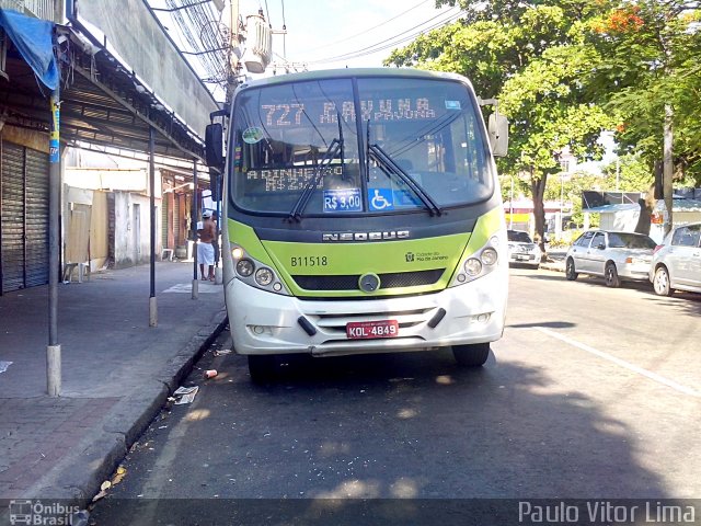 Viação Vila Real B11518 na cidade de Rio de Janeiro, Rio de Janeiro, Brasil, por Paulo Vitor Lima. ID da foto: 2384225.