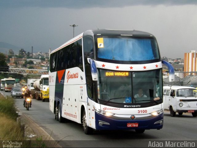 Gimenes Turismo 3100 na cidade de Belo Horizonte, Minas Gerais, Brasil, por Adão Raimundo Marcelino. ID da foto: 2391305.