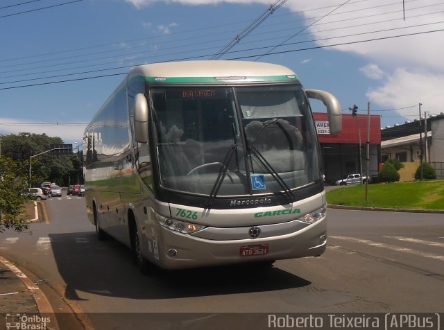 Viação Garcia 7626 na cidade de Londrina, Paraná, Brasil, por Roberto Teixeira. ID da foto: 2411906.