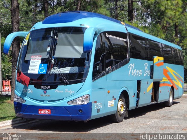 Nova Belga Transportadora Turística 3034 na cidade de Barueri, São Paulo, Brasil, por Felipe Gonzales. ID da foto: 2395386.