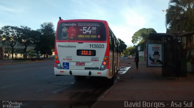 Viação Piracicabana Distrito Federal 113603 na cidade de Brasília, Distrito Federal, Brasil, por David Borges. Número da foto: #2431272.