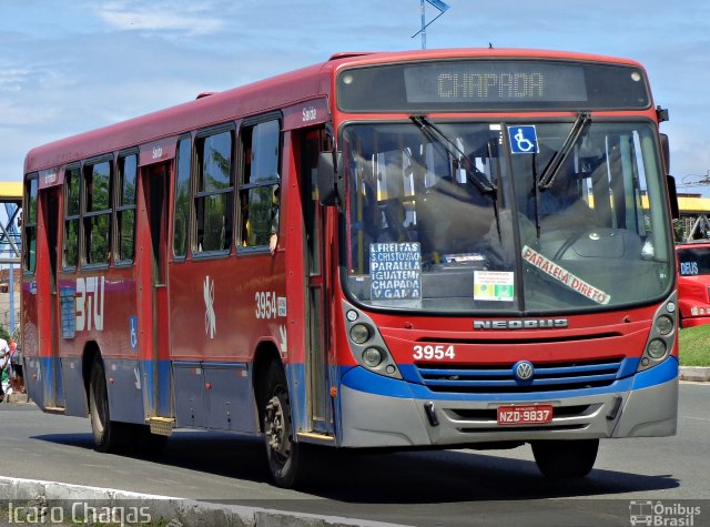 BTU - Bahia Transportes Urbanos 3954 na cidade de Salvador, Bahia, Brasil, por Ícaro Chagas. ID da foto: 2435245.
