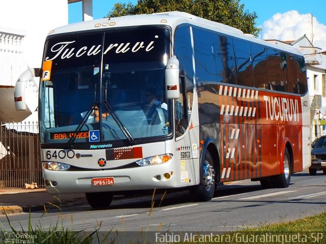 Tucuruvi Transportes e Turismo 6400 na cidade de Guaratinguetá, São Paulo, Brasil, por Fabio Alcantara. ID da foto: 2440720.