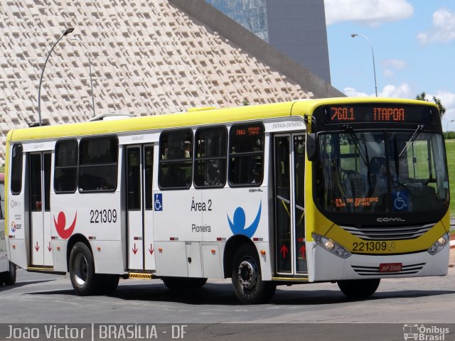 Viação Pioneira 221309 na cidade de Brasília, Distrito Federal, Brasil, por João Victor. ID da foto: 2441226.